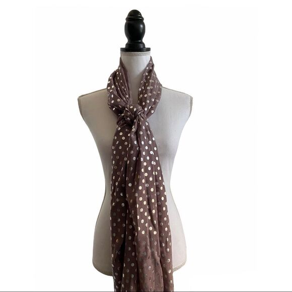 Metallic Polka Dot Convertible Fashion Scarf Purple & Silver Women’s Size OSFM - Picture 1 of 3